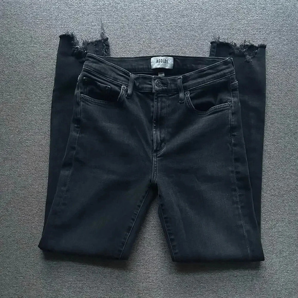AGOLDE Toni Mid Rise Straight Leg Black Skinny Jeans Size 26 - Picture 4 of 8